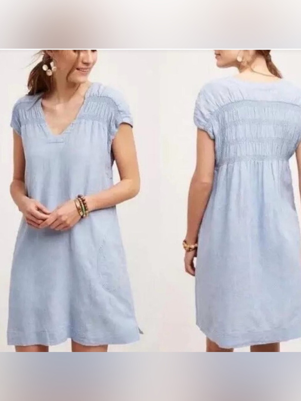 Anthropologie Maeve Short Tunic Dress Linen Blend